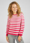 Rabe Round Neck Striped Sweater, Pink