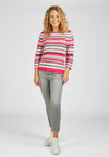 Rabe Round Neck Striped Knit Sweater, Pink