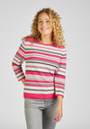 Rabe Round Neck Striped Knit Sweater, Pink