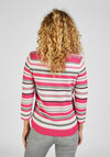 Rabe Round Neck Striped Knit Sweater, Pink
