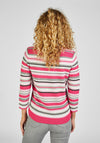 Rabe Round Neck Striped Knit Sweater, Pink