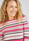 Rabe Round Neck Striped Knit Sweater, Pink