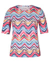 Rabe Round Neck Zig Zag Print Top, Multi