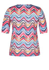 Rabe Round Neck Zig Zag Print Top, Multi