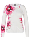 Rabe Floral Print Ajour Knitted Sweater, White