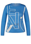 Rabe Graphic Print Rhinestone Knit Jumper, Blue