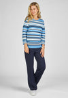 Rabe Striped Knit Cropped Sleeve Sweater, Blue