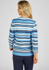 Rabe Striped Knit Cropped Sleeve Sweater, Blue