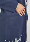 Rabe Lapel Collar Long Knit Cardigan, Navy