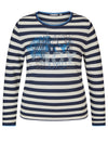 Rabe Striped Rhinestone Print Sweater, Navy