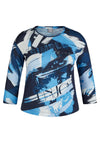 Rabe Graphic Print Cropped Sleeve Top, Navy