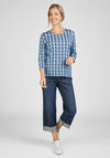 Rabe Print Cropped Sleeve Jersey Top, Blue
