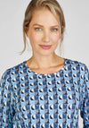 Rabe Print Cropped Sleeve Jersey Top, Blue