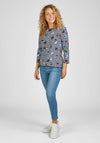 Rabe Flower Stripe Jersey Top, Navy