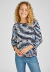 Rabe Flower Stripe Jersey Top, Navy