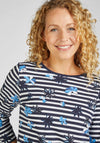 Rabe Flower Stripe Jersey Top, Navy