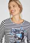 Rabe Striped Cest Print Jersey Top, Navy