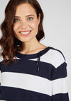 Rabe Striped Ribbed Cropped Sleeve Top, Navy
