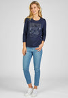 Rabe Embellished Print Top, Navy