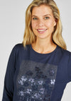 Rabe Embellished Print Top, Navy