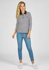 Rabe Half Zip Striped Top, Navy & White