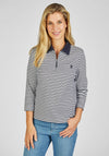 Rabe Half Zip Striped Top, Navy & White