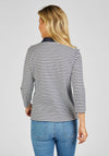 Rabe Half Zip Striped Top, Navy & White