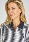 Rabe Half Zip Striped Top, Navy & White