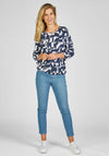 Rabe Cutout Neckline Print Top, Navy