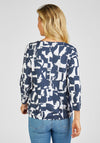 Rabe Cutout Neckline Print Top, Navy