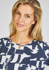 Rabe Cutout Neckline Print Top, Navy