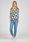 Rabe Round Neck Floral Print Top, Navy