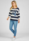 Rabe Text Print Striped Sweater, Navy