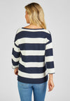 Rabe Text Print Striped Sweater, Navy