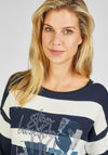 Rabe Text Print Striped Sweater, Navy