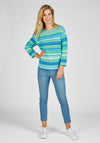 Rabe Round Neck Stripe Knit Sweater, Green