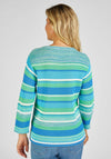 Rabe Round Neck Stripe Knit Sweater, Green