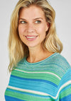Rabe Round Neck Stripe Knit Sweater, Green