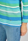Rabe Round Neck Stripe Knit Sweater, Green