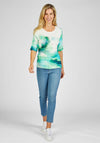 Rabe Round Neck Text Print Top, Green