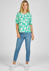 Rabe Round Neck Floral Print Top, Green