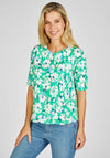 Rabe Round Neck Floral Print Top, Green