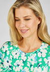 Rabe Round Neck Floral Print Top, Green
