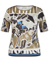 Rabe Round Neck Multi Print Top, Green