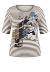 Rabe Floral Print Striped Top, Khaki