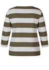 Rabe Round Neck Striped Rib Sweatshirt, Khaki & White