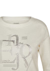 Rabe Quilted Printed Cropped Sleeve Top, White