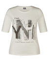 Rabe Rhinestone Text Print Top, White