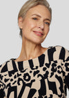 Rabe Leopard Ribbed Cropped Sleeve Top, Beige