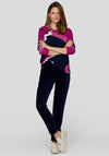 Rabe Printed Round Neck Jumper, Purple Multi